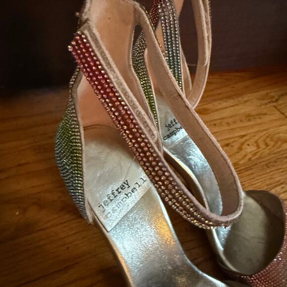 JEFFREY CAMPBELL | Rainbow Bling Rhinestone Solitaire Grand Prix Heels | Size 9 - Picture 3 of 10